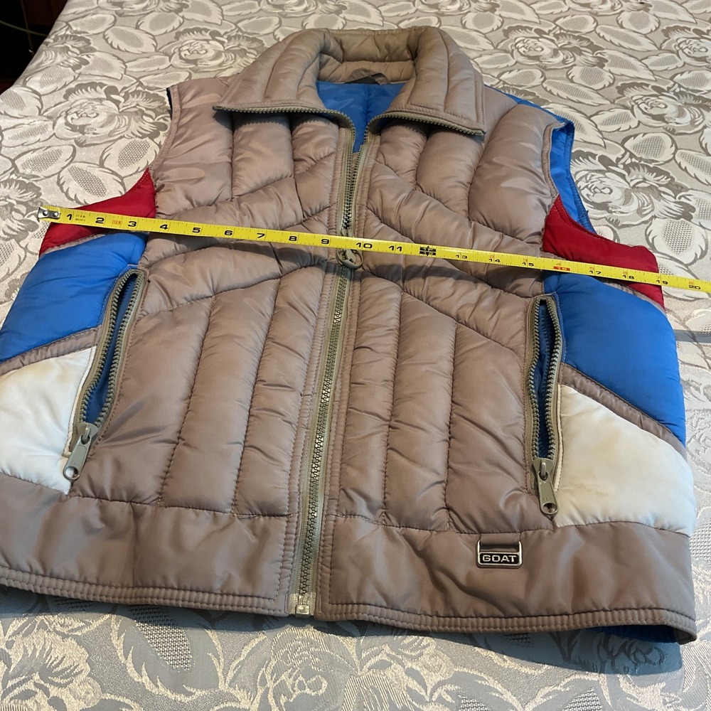 Mountain Goat by White Stag Puffer Vest Womens S Tan Blue Colorblock Vintage - Picture 4 of 5
